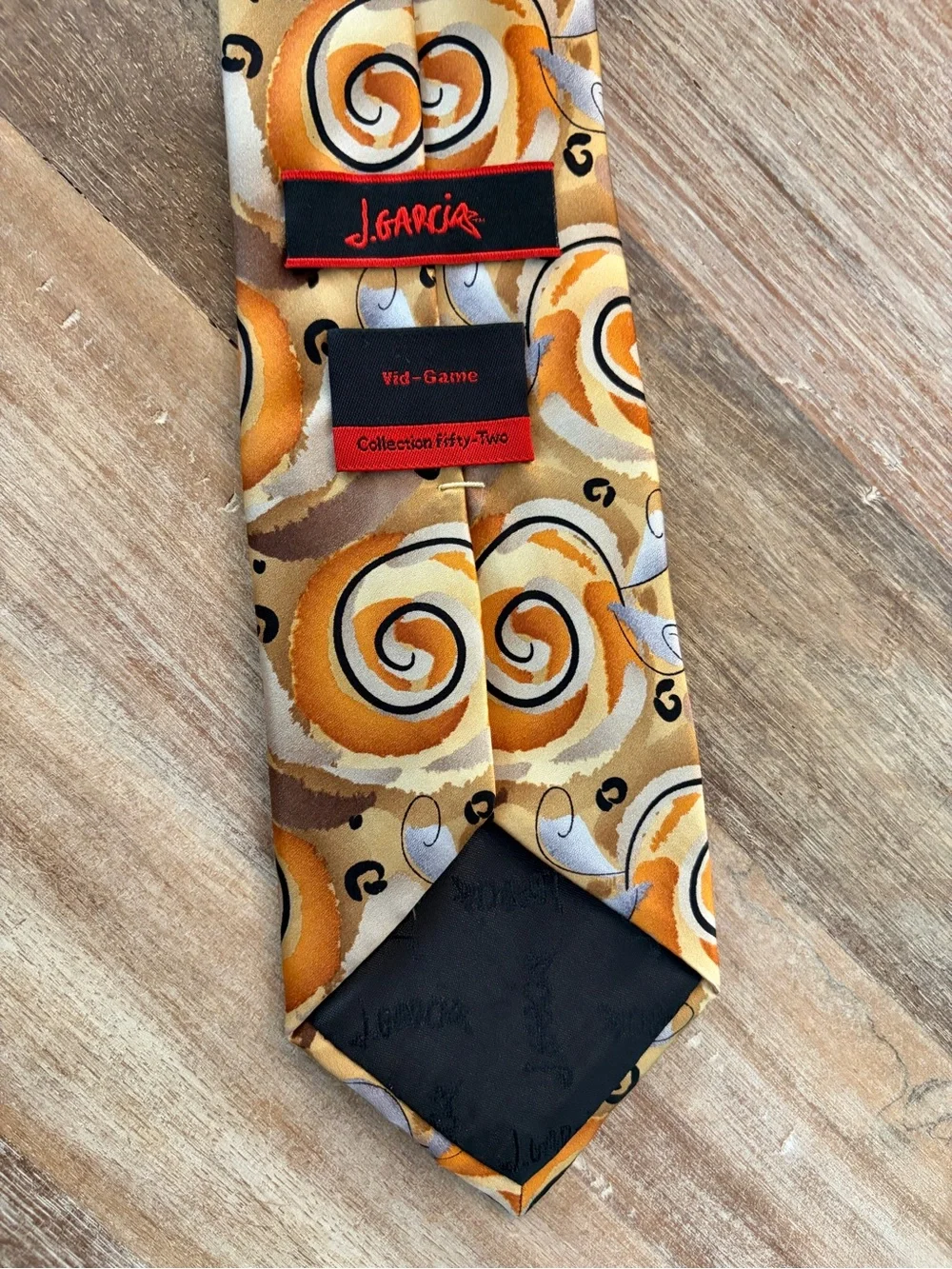 J. Garcia Tie Vid-Game Collection Fifty Two Silk Orange Gold‎ Tan Swirl Retro